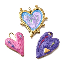 304 нержавеющей стальной эмали подвески, сердце, ионное покрытие (ip), реальный 18 k позолоченный