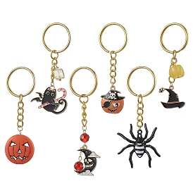 Alloy with Glass Keychain, Halloween Theme, Mixed Shpae