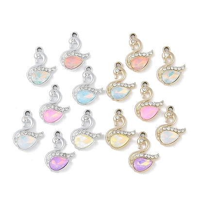 Сплав с УФ-покрытием и подвесками из разноцветного стекла со стразами, без кадмия и без свинца, лебедь, платина / золотой