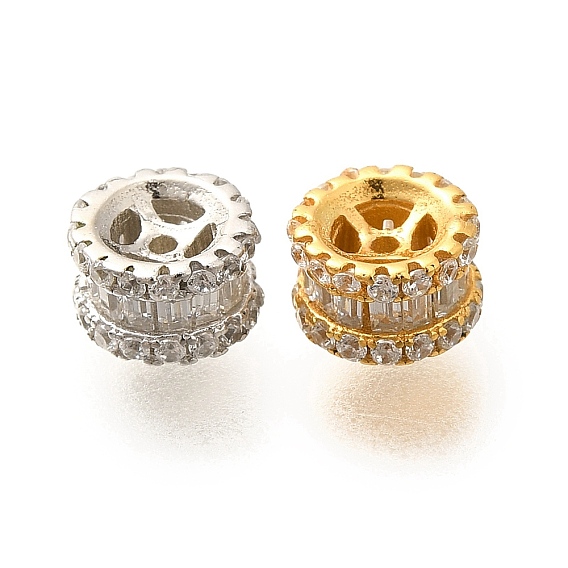 925 бусины из стерлингового серебра с микропаве, прозрачные бусины из кубического циркония, колонка