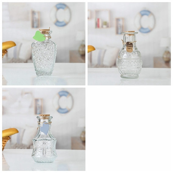 Glass Bead Containers, Wishing Bottles, with Cork