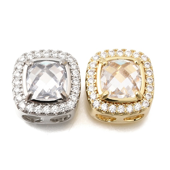 Латунные подвески-конструкторы с квадратными звеньями из прозрачного кубического циркония, инкрустированные прозрачными фианитами., без кадмия и без свинца, долговечный, стойки покрытие