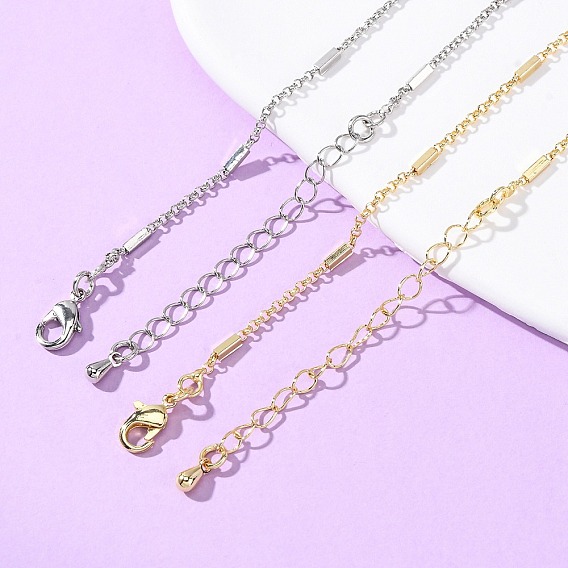 Латунные кубические звенья цепи роло ожерелья, с карабин-лобстерами , стойки покрытие, долговечный