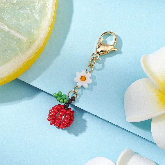 Подвеска из стеклянных бусинок в форме яблока, 304 подвески-застежки-лобстеры из нержавеющей стали для украшений сумок