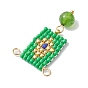 MIYUKI Rocailles Seed Loom Pattern, with Natural & Synthetic Mixed Gemstone, Rectangle Links Connectors