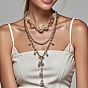 Collares de borlas con perlas de aluminio y plástico para mujer, blanco