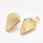 304 Stainless Steel Stud Earring Findings, with Loop and Ear Nuts/Earring Backs, Scallop