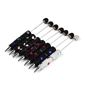 Шариковая ручка с рисунком в виде сердца из смолы и полимерной глины, украшенная стразами, железная ручка из бисера, для индивидуальной ручки с ювелирными бусинами