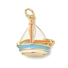 Латунные подвески, подвески в виде морских лодок, с эмалью, без кадмия и без свинца, стойки покрытие, долговечный, с целью перехода в кольце