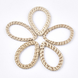 Handmade Reed Cane/Rattan Woven Linking Rings, For Making Straw Earrings and Necklaces, Drop
