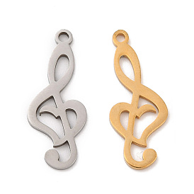 201 Stainless Steel Pendants, Treble Clef