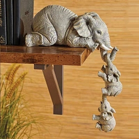 Resin Carved Elephant Figurines, for Home Office Desk Decorations
