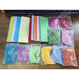 DIY Blanko-Lesezeichen-Set mit Quaste, einschließlich 100pcs Kraftpapierkarte, 100pcs Polyester Quaste große Anhänger Dekorationen