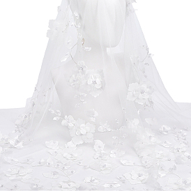 3D Flower Polyester with Resin Bead Fabric, Clothing Accessories