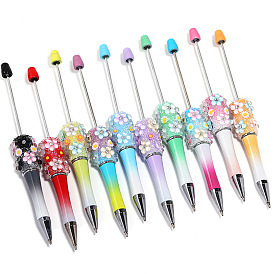 5Pcs Flower Plastic Beadable Pens, Ball-Point Pen, for DIY Personalized Pen