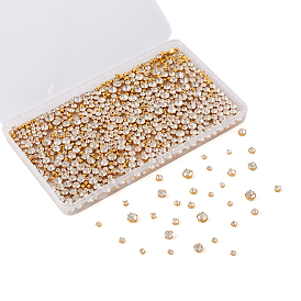 Шить на горный хрусталь, стекло горный хрусталь, бусы Montee, с настройками латуни, аксессуары для одежды, плоско-круглые