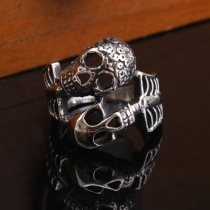 316 l хирургические кольца в виде черепа из нержавеющей стали в стиле стим-панк, двойные скелетные кольца для мужчин и женщин