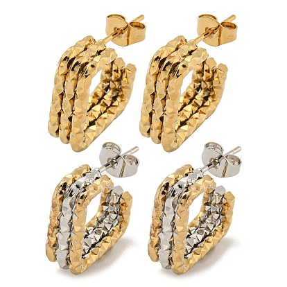 202 квадратные многослойные серьги-гвоздики из нержавеющей стали, с 304 штифтами из нержавеющей стали для женщин