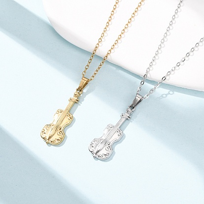 304 Подвеска в виде скрипки из нержавеющей стали, цепочка-удлинитель для мужчин и женщин