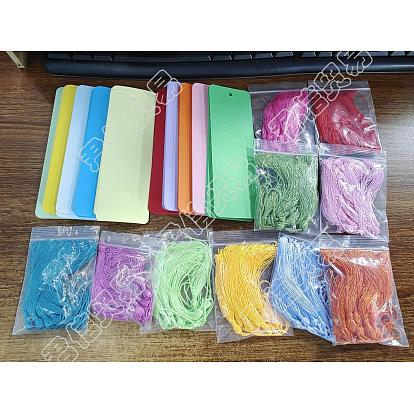 DIY Blanko-Lesezeichen-Set mit Quaste, einschließlich 100pcs Kraftpapierkarte, 100pcs Polyester Quaste große Anhänger Dekorationen