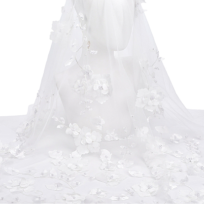 3D Flower Polyester with Resin Bead Fabric, Clothing Accessories