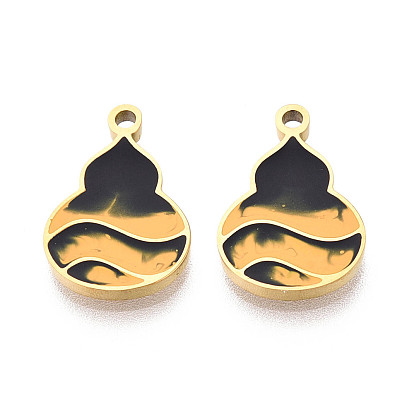 304 Подвески в форме тыквы из нержавеющей стали и эмали, ионное покрытие (ip), золотые