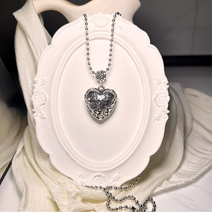 Винтажные пластиковые подвески в виде резных сердечек на цепочке для женщин