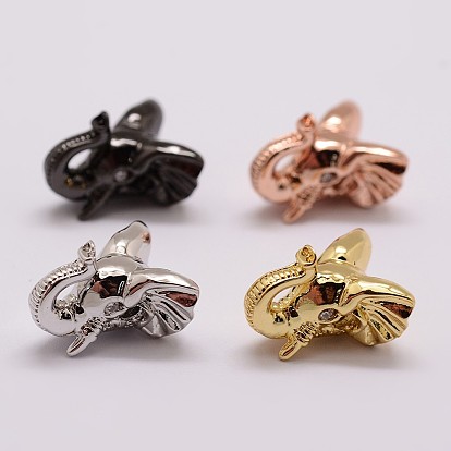 Латунные микро проложить кубического циркония бусы, слон, без свинца, без никеля и без кадмия, прозрачные