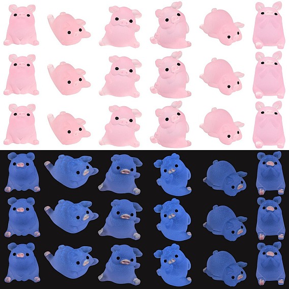 36 шт. 6 стили светящиеся украшения для дома из смолы, светится в темноте, 3 d свиньи