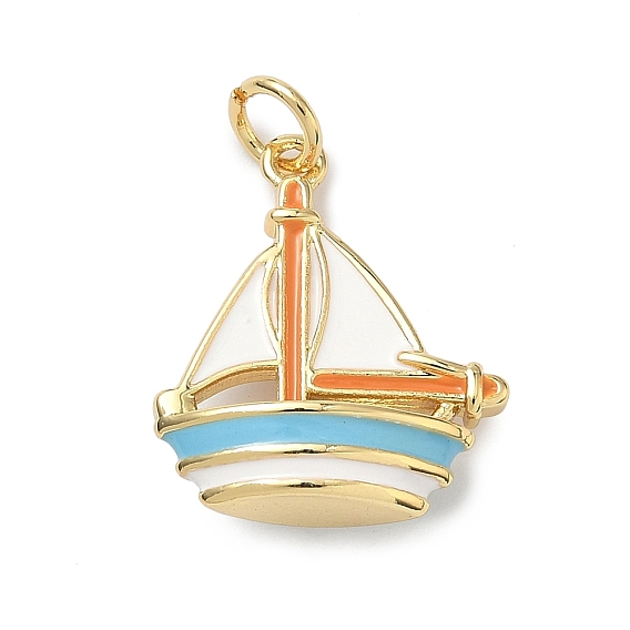 Латунные подвески, подвески в виде морских лодок, с эмалью, без кадмия и без свинца, стойки покрытие, долговечный, с целью перехода в кольце