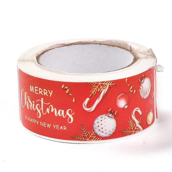 Бумажные герметизирующие наклейки с покрытием, прямоугольник с рождественским узором, для подарочной упаковки уплотнительная лента