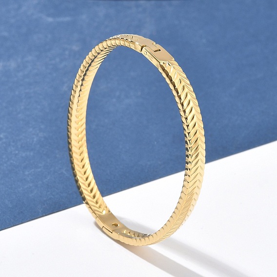 304 браслеты из нержавеющей стали для женщин, пшеничный узор, ионное покрытие (ip), с застежками