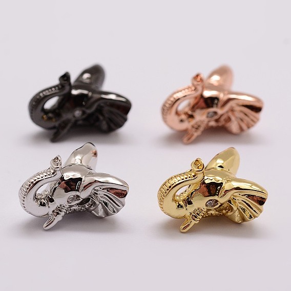 Латунные микро проложить кубического циркония бусы, слон, без свинца, без никеля и без кадмия, прозрачные