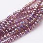 Glass Bead Strands, Round, AB Color Plated