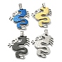 Ion Plating(IP) 304 Stainless Steel Pendants, with Rhinestone, Dragon