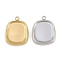 304 Stainless Steel Pendant Cabochon Settings, Rectangle Charms, Ion Plating(IP)