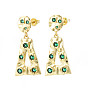 Cubic Zirconia Triangle Dangle Stud Earrings, Brass Jewelry for Women, Nickel Free