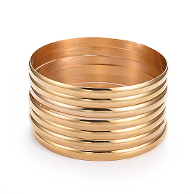7 шт. мода 304 плоские простые браслеты из нержавеющей стали, штабелируемые наборы браслетов