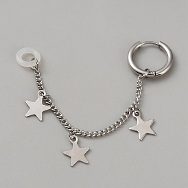Серьги-кольца из нержавеющей стали в форме звезды, цепочка-оберег