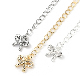 Brass Micro Pave Cubic Zirconia Ends with Chains, Bowknot