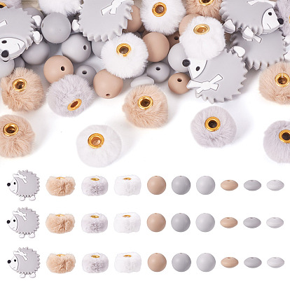 Силиконовые фокусные бусины и бархатные искусственные меховые европейские бусины, рондель