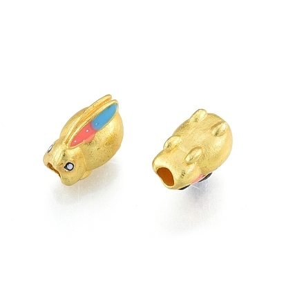 Alloy Enamel Beads, Matte Gold Color, Rabbit