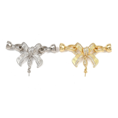 Латунное микропейв, прозрачный кубический цирконий, складные застежки, бантом