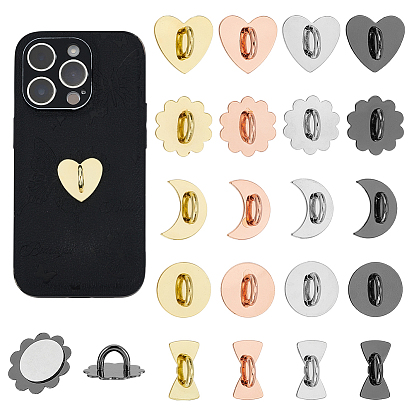 20 шт. 20 стили железная подставка-держатель для сотового телефона, с клейкой спинкой, подножка с кольцом для пальцев, разноцветные