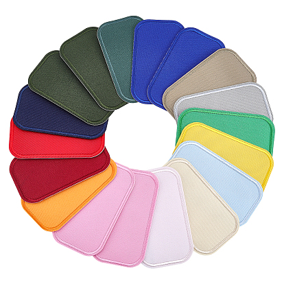 18Pcs Embroider Thread Iron on/Sew On Patches, Hot Melt Adhesive, Cloth Appliques, Rectangle