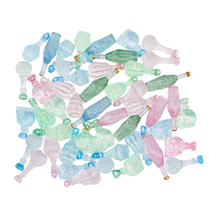 120шт 15 стили фиктивная бутылка прозрачная смола кабошон, с блестками