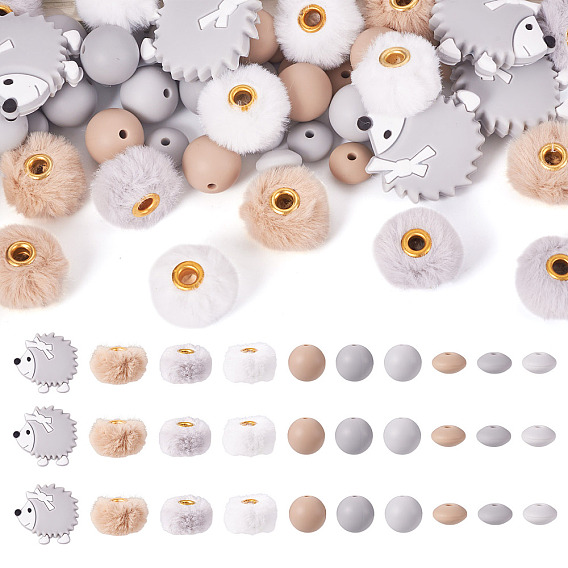 Силиконовые фокусные бусины и бархатные искусственные меховые европейские бусины, рондель