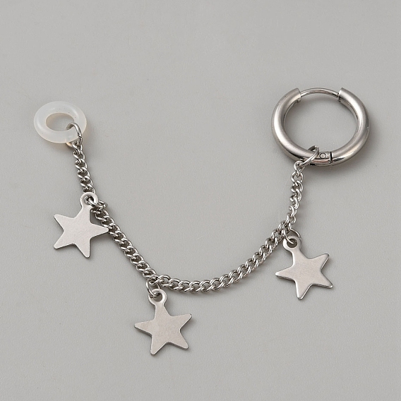 Серьги-кольца из нержавеющей стали в форме звезды, цепочка-оберег