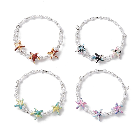 Браслеты из бисера из искусственной бирюзы и искусственного жемчуга, акрила и стеклянного витого стекляруса для женщин