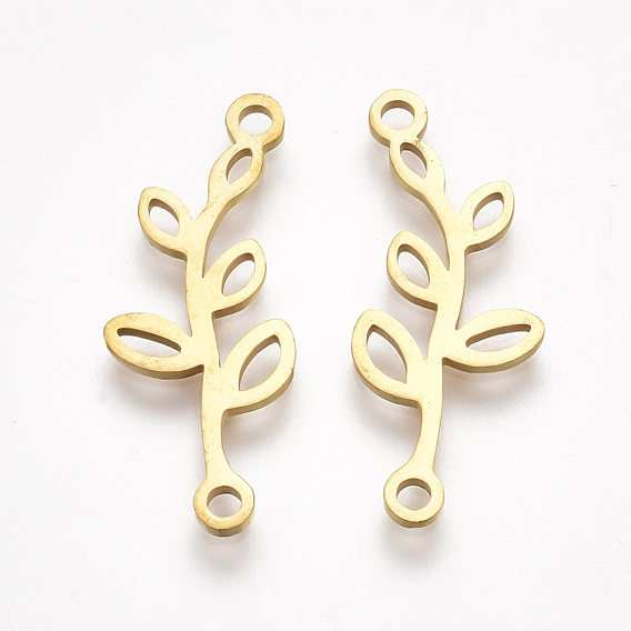 201 Stainless Steel Links Connectors, Laser Cut Links, Branch with Leaf